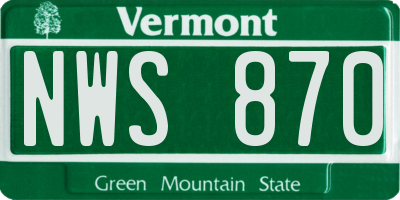 VT license plate NWS870