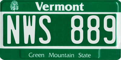 VT license plate NWS889