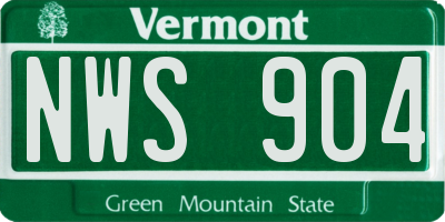 VT license plate NWS904