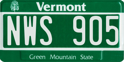 VT license plate NWS905