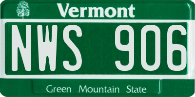 VT license plate NWS906