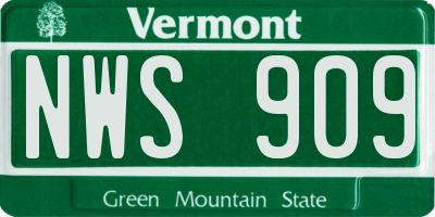VT license plate NWS909