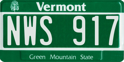 VT license plate NWS917