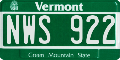 VT license plate NWS922