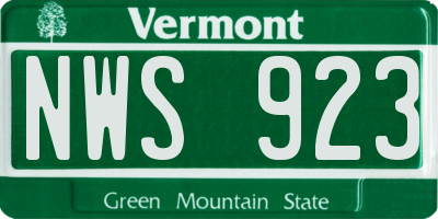 VT license plate NWS923