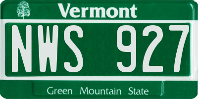 VT license plate NWS927