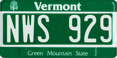 VT license plate NWS929
