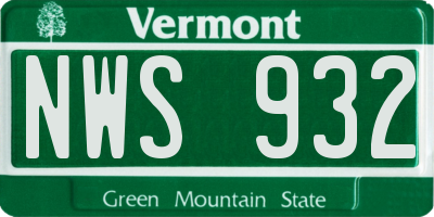 VT license plate NWS932