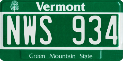 VT license plate NWS934