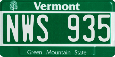 VT license plate NWS935