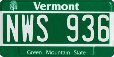 VT license plate NWS936