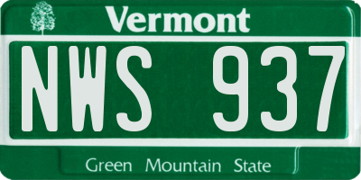 VT license plate NWS937