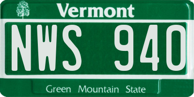 VT license plate NWS940