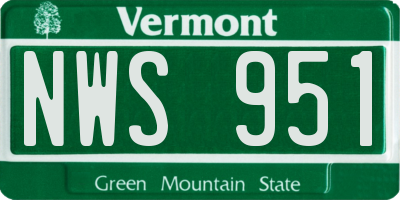 VT license plate NWS951