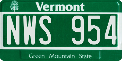 VT license plate NWS954