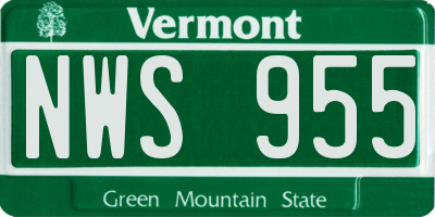 VT license plate NWS955