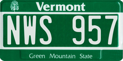 VT license plate NWS957