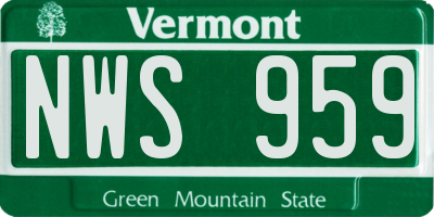 VT license plate NWS959