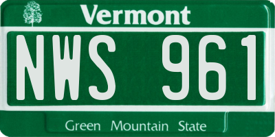 VT license plate NWS961