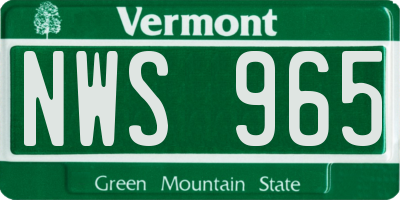VT license plate NWS965