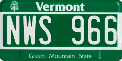 VT license plate NWS966