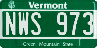 VT license plate NWS973