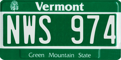 VT license plate NWS974