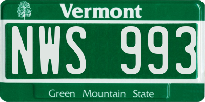 VT license plate NWS993