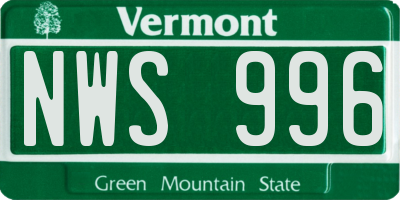 VT license plate NWS996