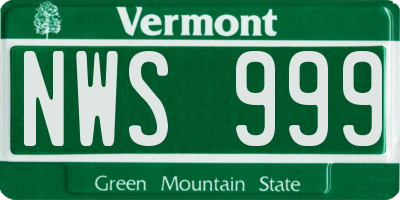 VT license plate NWS999