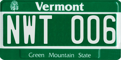VT license plate NWT006