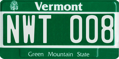 VT license plate NWT008
