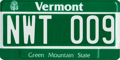 VT license plate NWT009