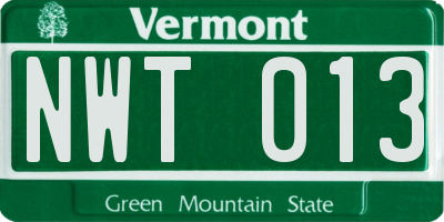 VT license plate NWT013