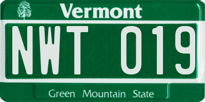 VT license plate NWT019