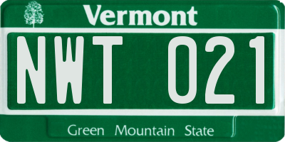 VT license plate NWT021