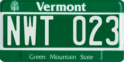 VT license plate NWT023