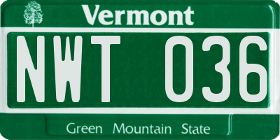 VT license plate NWT036