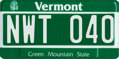 VT license plate NWT040