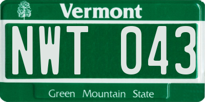 VT license plate NWT043