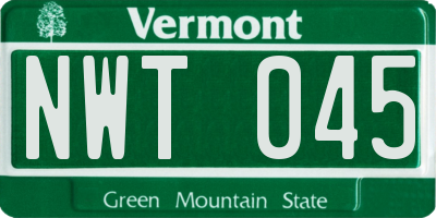 VT license plate NWT045
