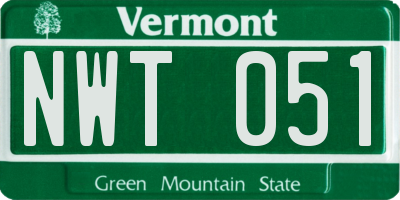 VT license plate NWT051