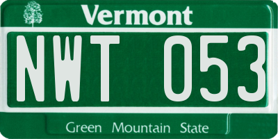VT license plate NWT053