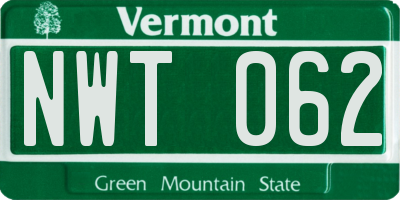 VT license plate NWT062