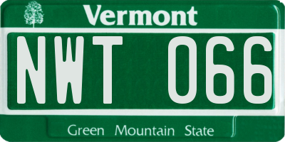VT license plate NWT066