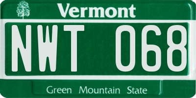 VT license plate NWT068