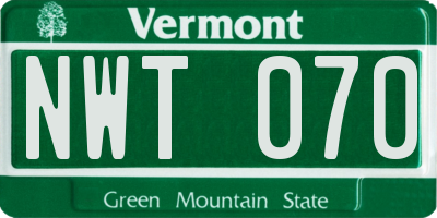 VT license plate NWT070