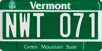 VT license plate NWT071