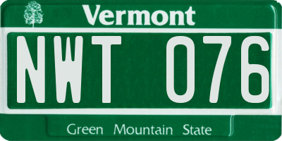 VT license plate NWT076