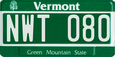 VT license plate NWT080